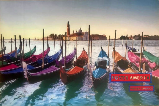Grand Canal Venice Italy Colorful Gondolas Uk Import Poster 24 X 36