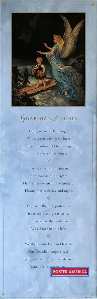 Guardian Angels Vintage Art Slim Print 12 X 36