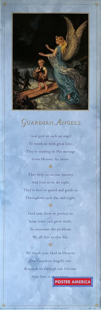 Guardian Angels Vintage Art Slim Print 12 X 36