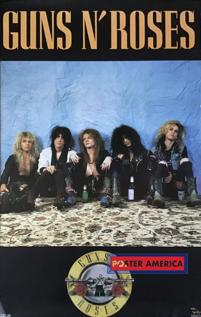 Load image into Gallery viewer, Guns N Roses Band Shot Sitting Rare 1987 Vintage Poster 22 X 34 Vintage Poster

