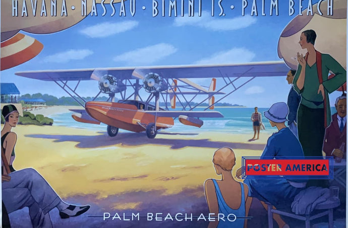 Havan- Nassau- Bimini-Island- Palm Beach Aero Vintage 2003 Art Print 26.5 X 38.5 Vintage Poster