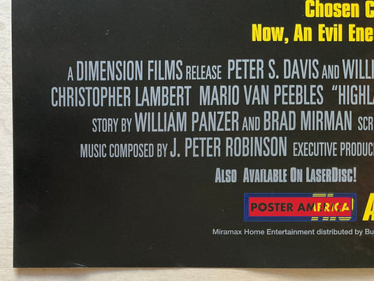 Highlander The Final Dimension Vintage One-Sheet Movie Poster 26 X 40