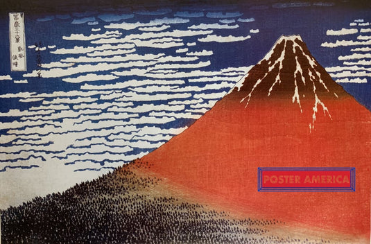 Hokusai Mount Fuji South Wind At Clear Dawn Japanese Art Poster 24 X 36
