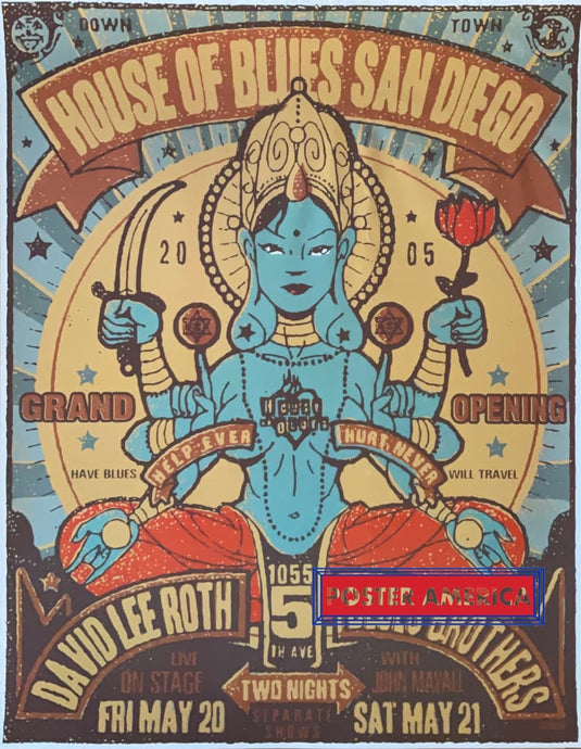 House Of Blues San Diego David Lee Roth Brothers Poster 22 X 28