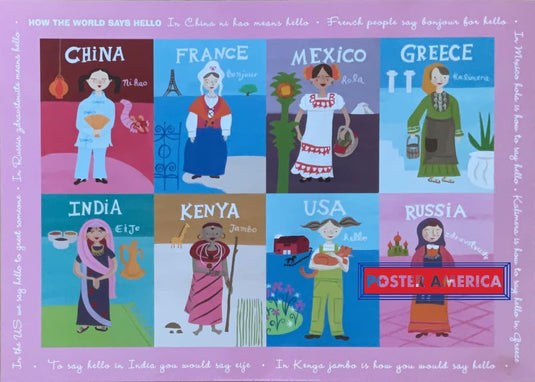 How The World Says Hello Educational Classroom Poster 20 X 28