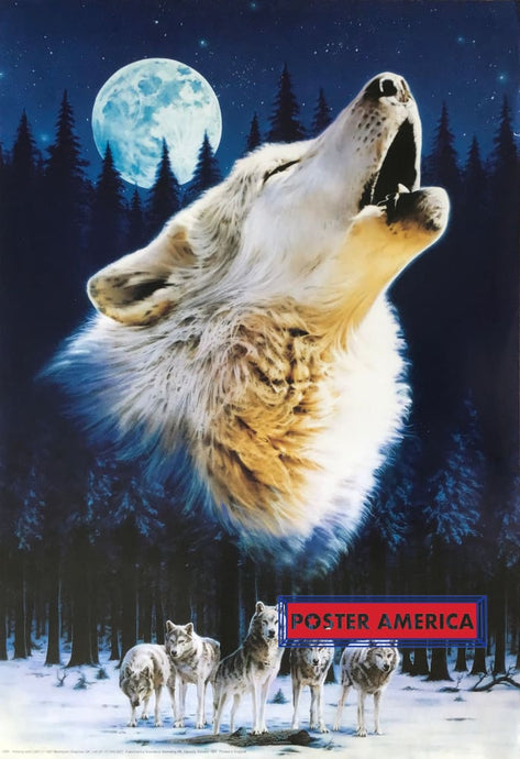 Howling Wolf Vintage Uk Import Art Poster 26.5 X 39 Posters Prints & Visual Artwork