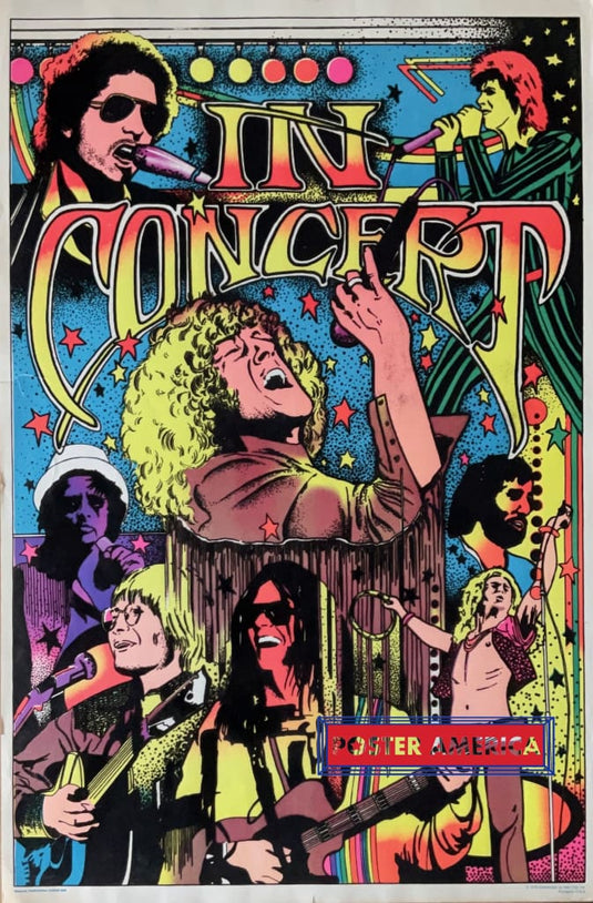 In Concert Original Vintage 1976 Black Light Poster 23 X 35