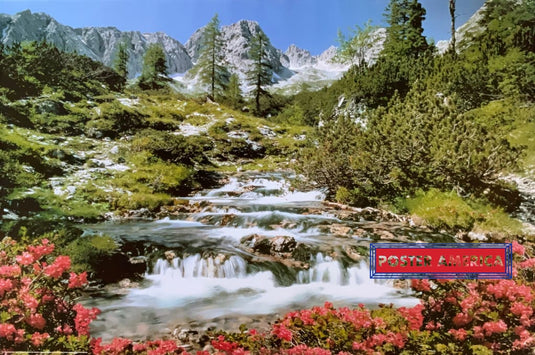 Swiss Alps Mountain River Vintage 1997 Scenic Poster 24 X 36 Scenic Print