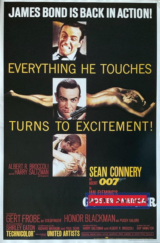 James Bond Goldfinger Sean Connery Poster 23 X 35