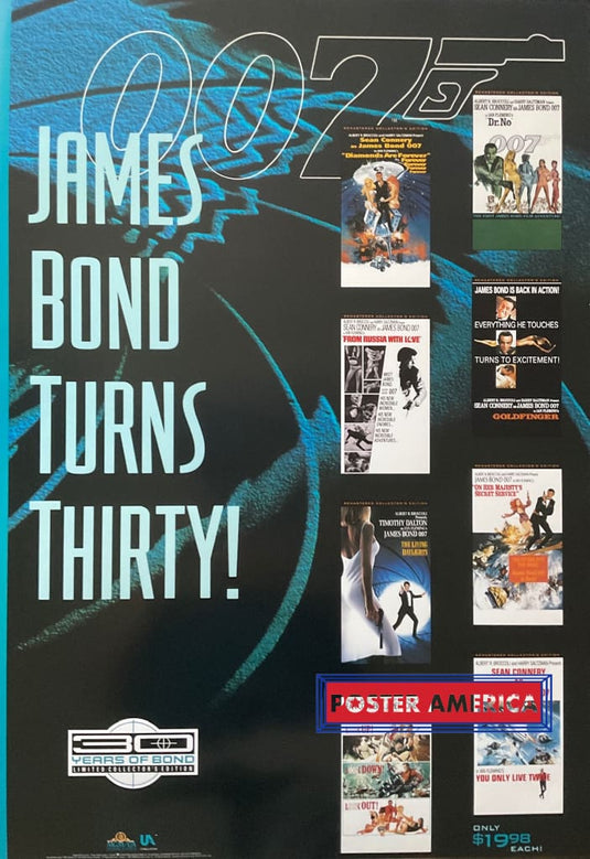James Bond Turns Thirty Vintage 1992 007 Mgm/ua Official Promo Poster 24 X 35