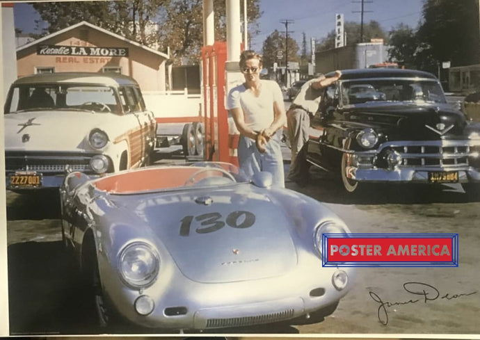 James Dean Porsche Gas Station Poster 23 X 35