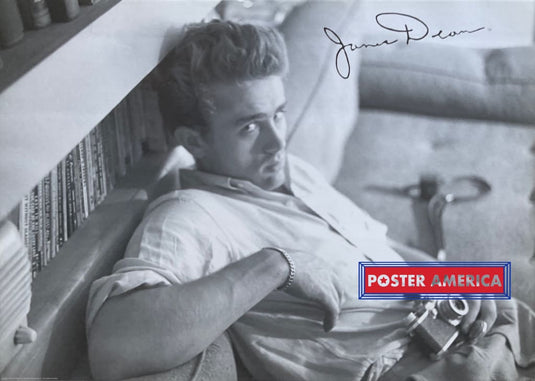 James Dean Vintage Black & White Photography Poster 24 X 34 Printed Signature With Camera In Hand