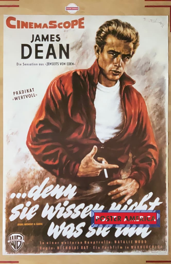 Load image into Gallery viewer, James Dean Rebel Without A Cause German Reproduction Movie Poster 26 X 38 Vintage One Sheet
