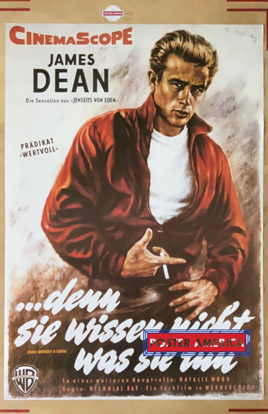 James Dean Rebel Without A Cause German Reproduction Movie Poster 26 X 38 Vintage One Sheet