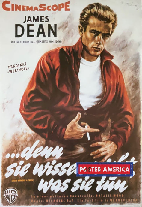 James Dean Rebel Without A Cause German Reproduction Movie Poster 26 X 38 Vintage One Sheet