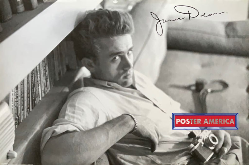 Load image into Gallery viewer, James Dean With Camera And Printed Signature 24 X 36 Poster
