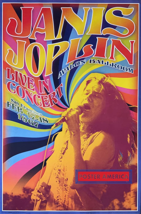 Janis Joplin Live In Concert Avalon Ballroom San Francisco Music Poster 24 X 36