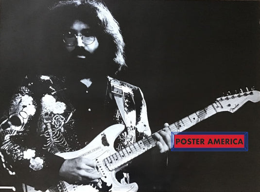 Jerry Garcia Playing Guitar Black And White Poster 27 X 36.5