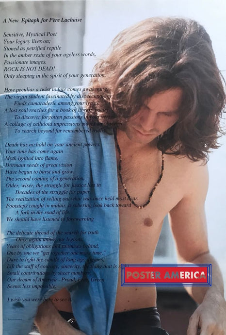 The Doors Jim Morrison A New Epitaph For Pere Lachaise Poem Original 1993 Poster 22 X 34