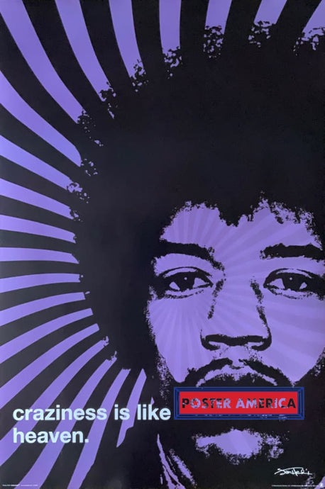 Jimi Hendrix Purple Craziness Is Like Heaven Rock Poster 24 X 36