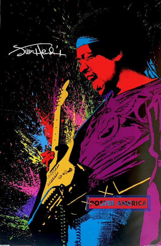 Jimi Hendrix Yellow Guitar Splat Art 2015 Authentic 24 X 36 Poster