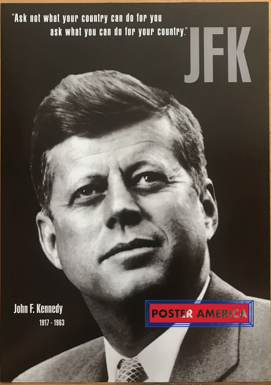 John F. Kennedy Jfk Black And White Vintage Tribute Poster 2000 24 X 34