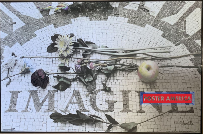 John Lennon Imagine Memorial Black And White Poster 23 X 35