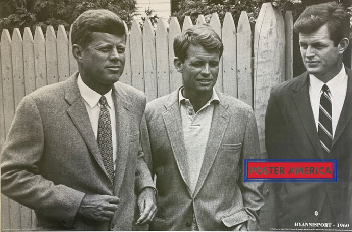 John Robert & Ted Kennedy Falacci Collection Hyannsport 1960 Black White Poster 23 X 35 Vintage