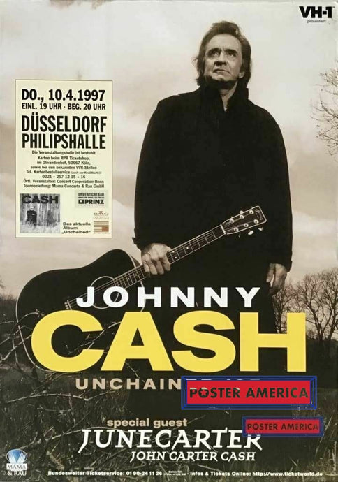 Johnny Cash Unchained 1997 Vintage Original Promotional Poster 23 X 33