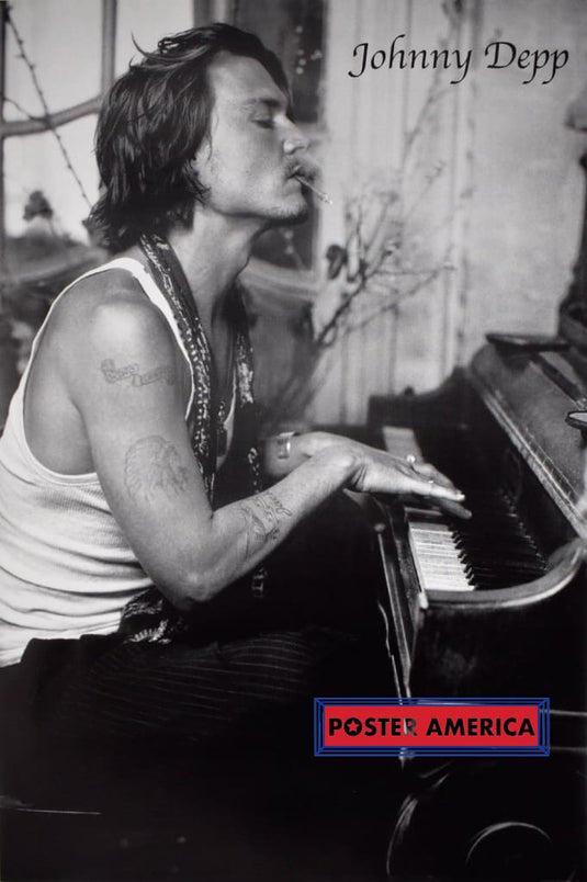 Johnny Depp Smoking A Joint And Playing Piano Poster 24 X 36