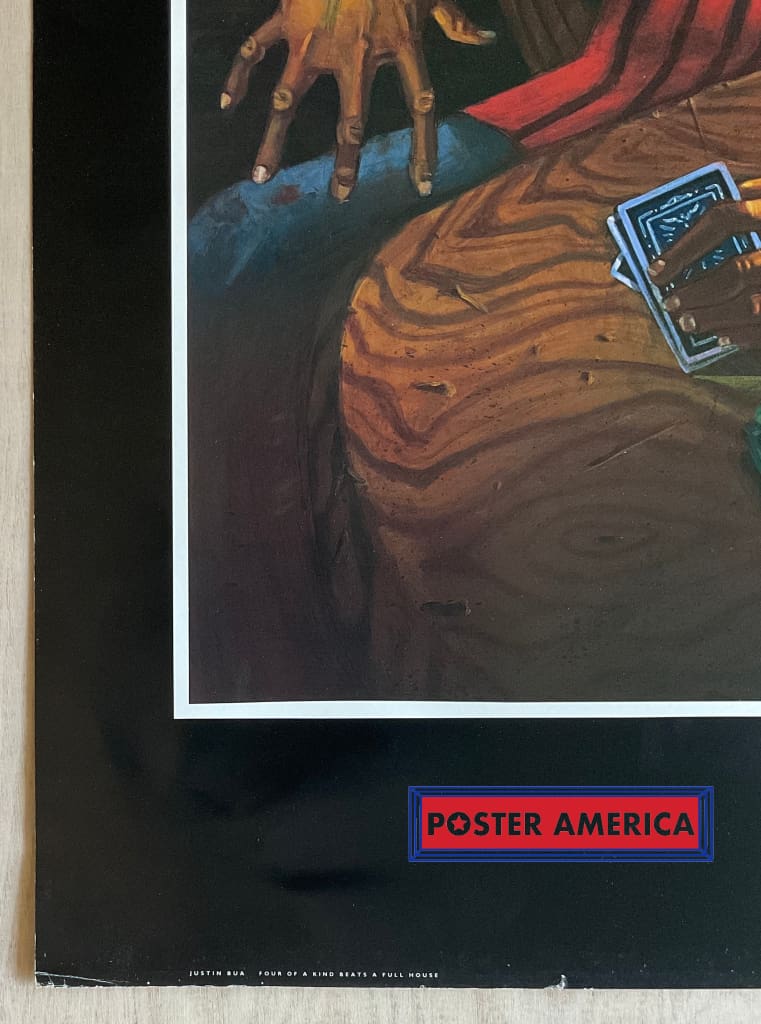 Load image into Gallery viewer, Justin Bua Four Of A Kind Beats Full House Vintage 1995 Art Print 24 X 32 Poster
