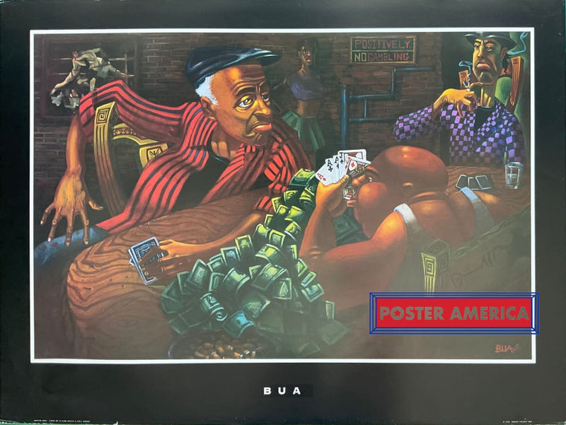 Load image into Gallery viewer, Justin Bua Four Of A Kind Beats Full House Vintage 1995 Art Print 24 X 32 Poster
