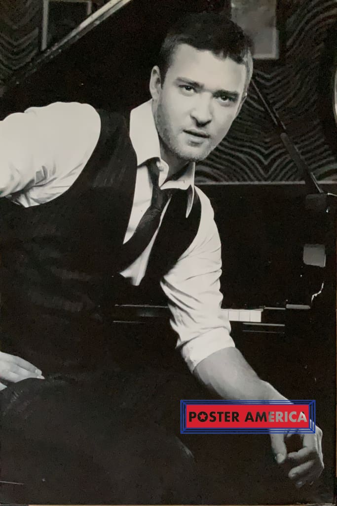 Load image into Gallery viewer, Justin Timberlake Sitting On Piano In Suit Black &amp; White Poster 24 X 36

