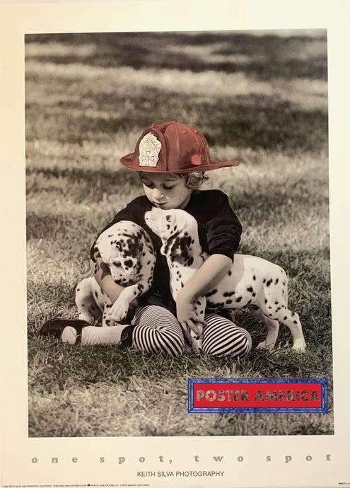 Keith Silva One Spot Two Boy Firefighter Dalmation 1991 Vintage Poster Print 18 X 24 Vintage Poster
