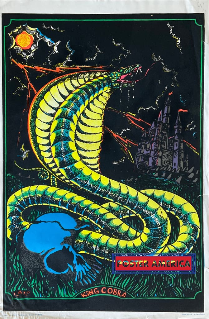 Load image into Gallery viewer, King Cobra Original Vintage 1974 Black Light Poster 23 X 35 Posters Prints &amp; Visual Artwork
