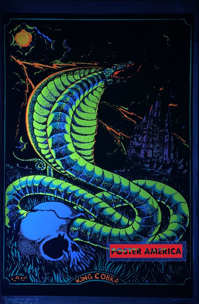 Load image into Gallery viewer, King Cobra Original Vintage 1974 Black Light Poster 23 X 35 Posters Prints &amp; Visual Artwork

