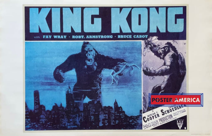 King Kong With Fay Wray Robt. Armstrong Bruce Cabot Poster 22 X 34