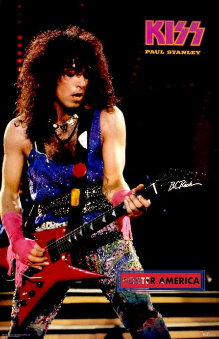 Kiss Paul Stanleky Rocking Guitar Vintage 1985 Rock Poster 22.5 X 34.5 Vintage Poster