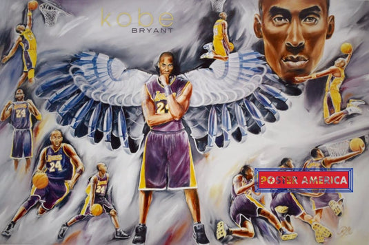 Kobe Bryant Wings Art Collage Poster 24 X 36