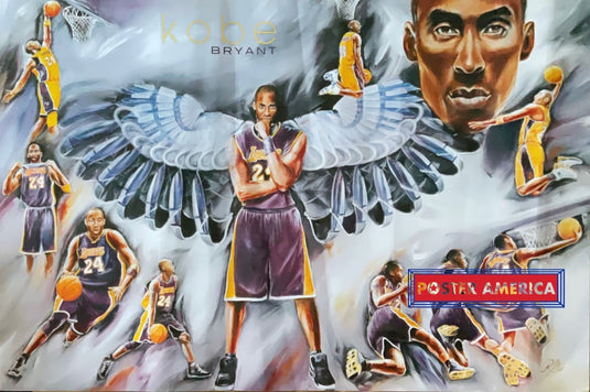Kobe Bryant Wings Art Collage Poster 24 X 36