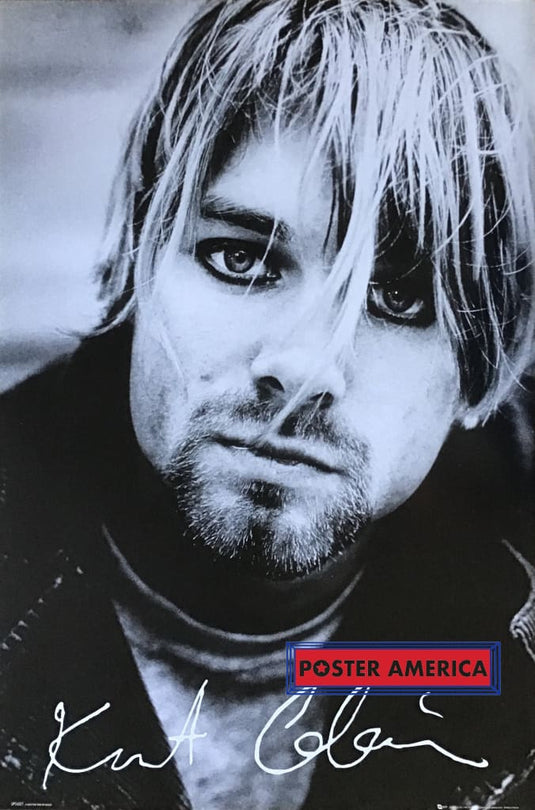 Kurt Cobain Black And White Headshot 24 X 36 Poster
