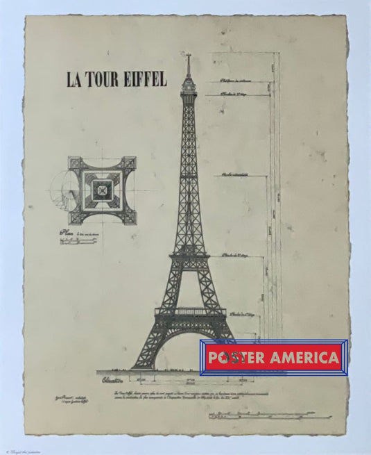 La Tour Eiffel Vintage Art Print 18 X 22 Posters Prints & Visual Artwork