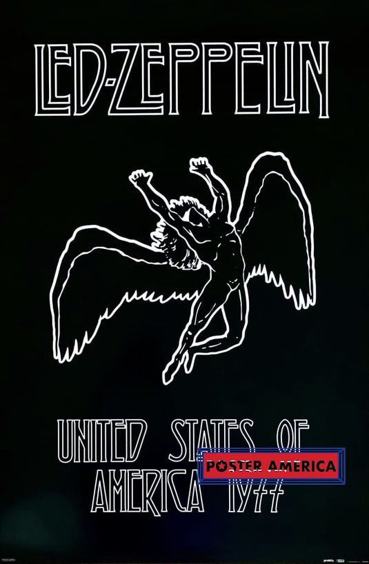 Led-Zeppelin United States Of America Poster 24 X 36 Black & White North Tour 1977