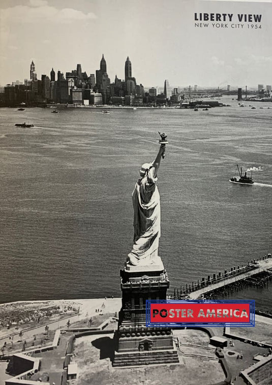 Liberty View New York City Statue Of Black & White Scenic Poster 24 X 34 Vintage Poster
