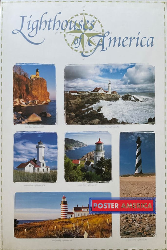 Lighthouses Of America Vintage Novelty Poster 23.5 X 35
