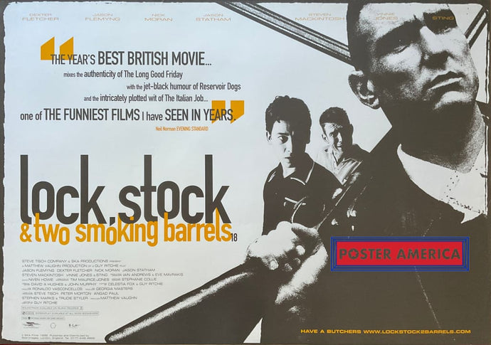 Lock Stock & Two Smoking Barrels Vintage 1998 Uk Import One-Sheet Movie Poster 27 X 38.5