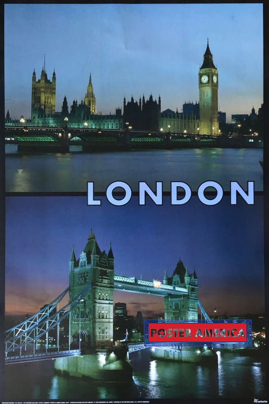 London Bridge And Parliament Scenic Poster 24.5 X 36.5 Posters Prints & Visual Artwork