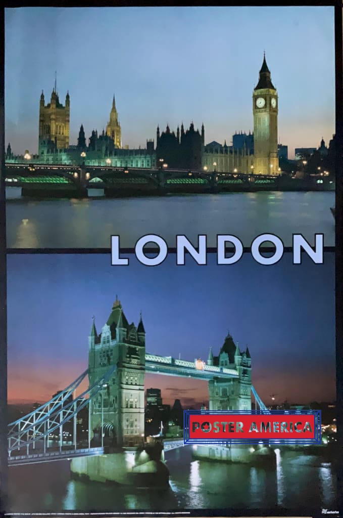 Load image into Gallery viewer, London Bridge And Parliament Scenic Poster 24.5 X 36.5 Vintage Poster
