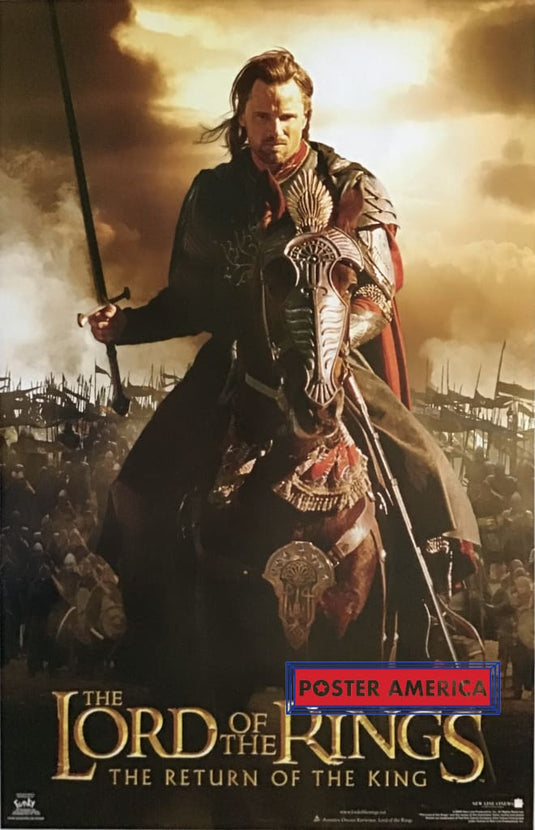 Lord Of The Rings: Return King Aragorn Riding Into Battle Poster 22 X 34.5
