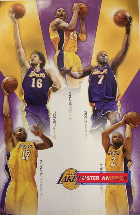 Los Angeles La Lakers Kobe Bryant Gasol Odom Fisher Bynum 2008 Poster 23 X 35